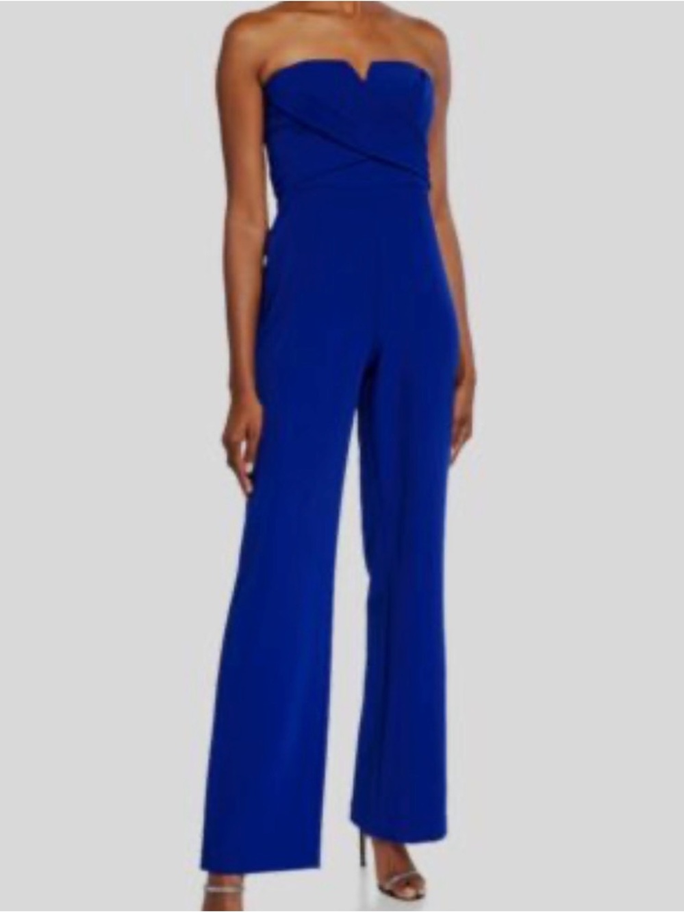 Aidan Mattox Cobalt Strapless Wide-Leg Jumpsuit